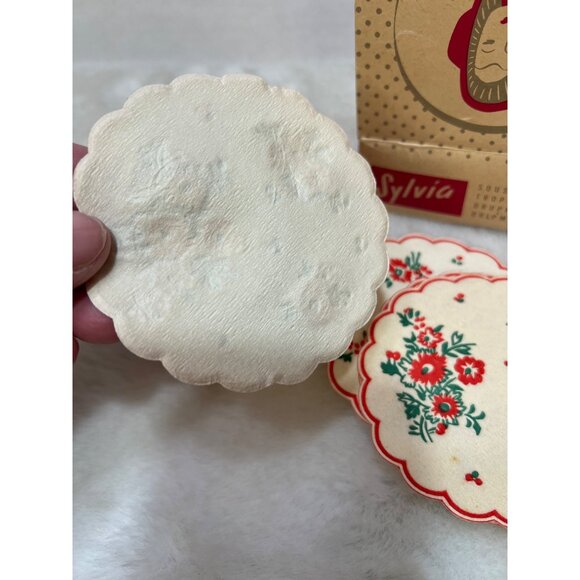 Vintage Sylvia Drip Mats Set Of Floral Pattern Coasters With Box - Picture 3 of 6